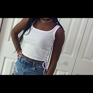 U Neck Drawstring Tank Tops For Women